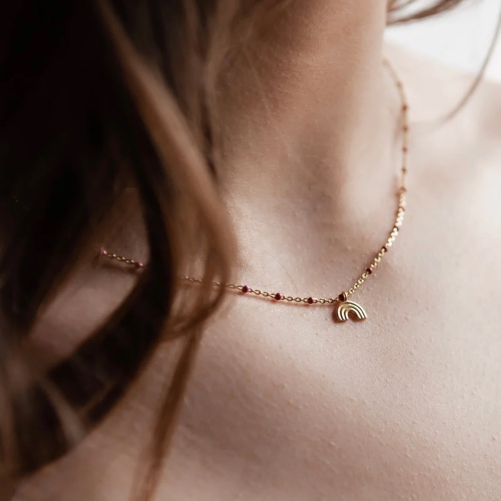Suetables Nadia Rainbow Charm Necklace, Sterling Silver